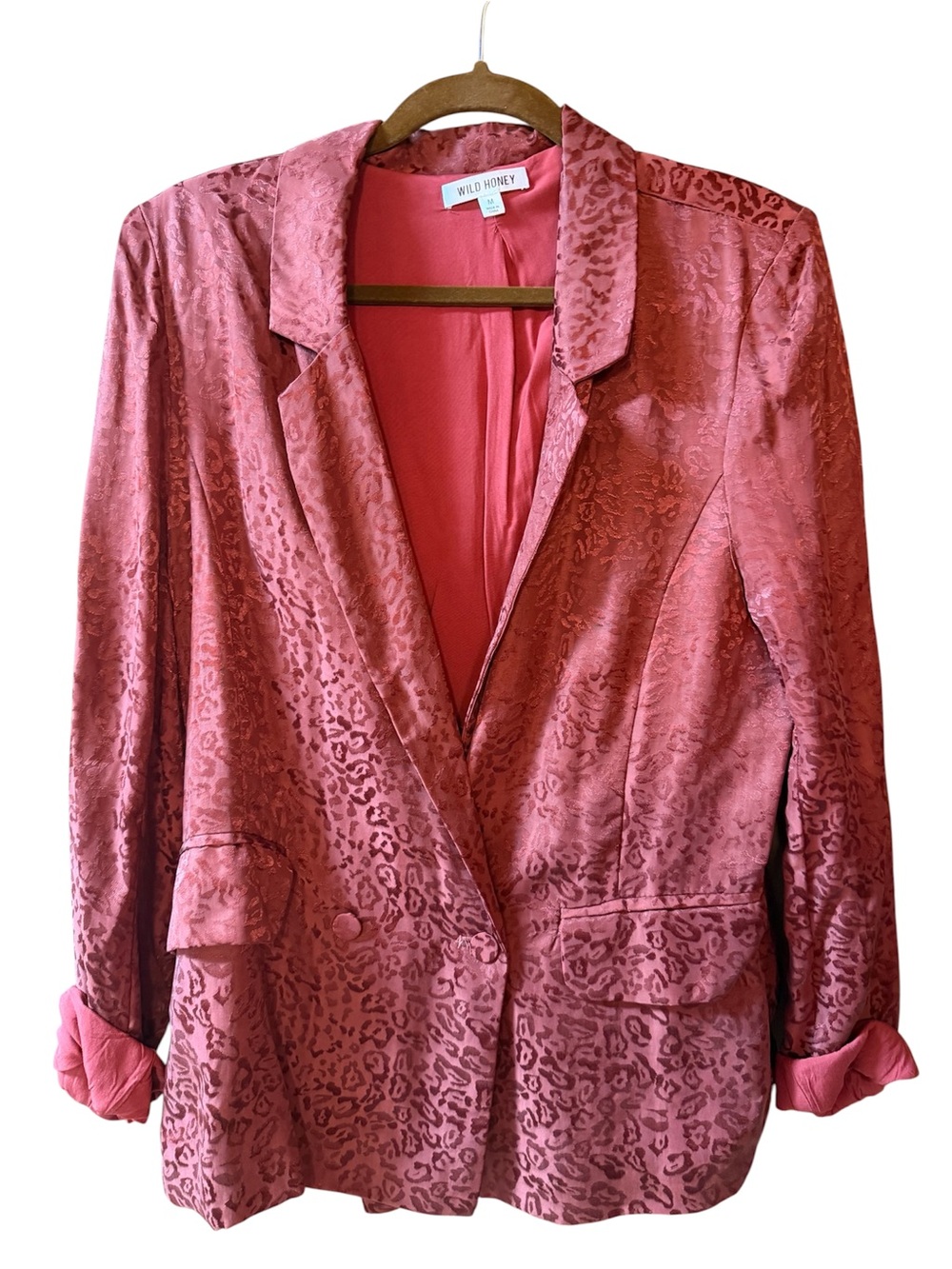 Wild Honey Rose-Red Leopard Jacquard Blazer